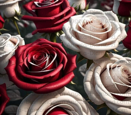 3D Red and White Roses