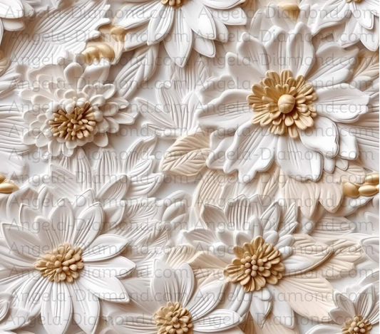 3D White Flowers 2