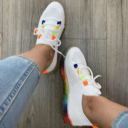 Candy color cross-lace sneakers