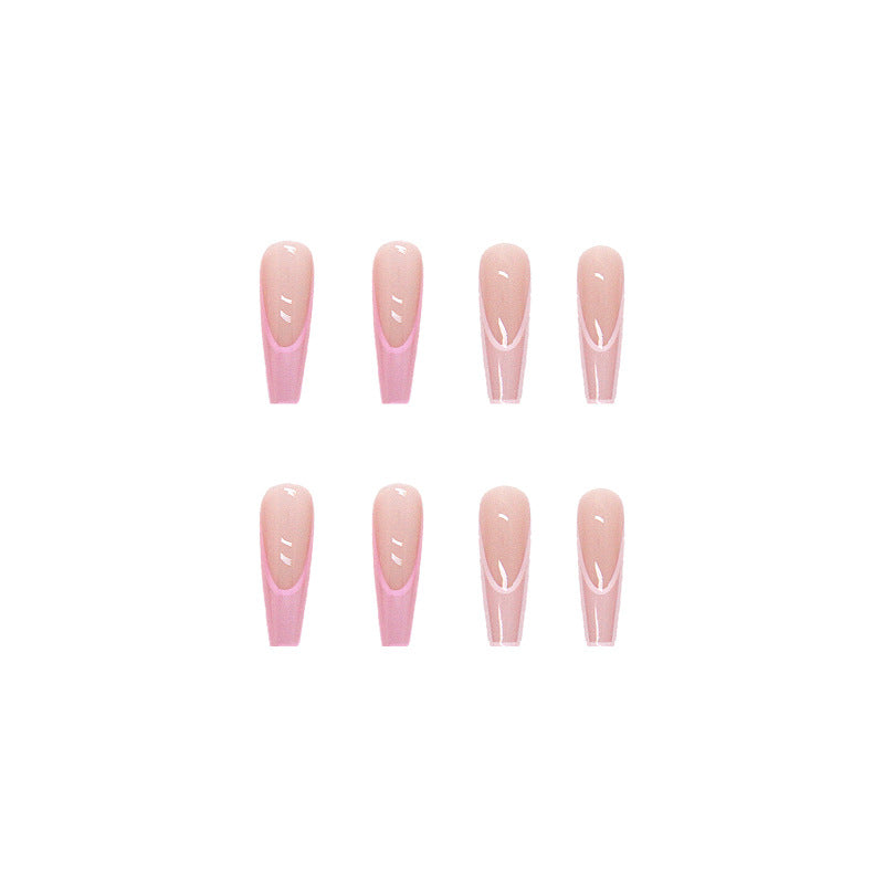 Ladies Pink Gradient Color Wear Long Nails