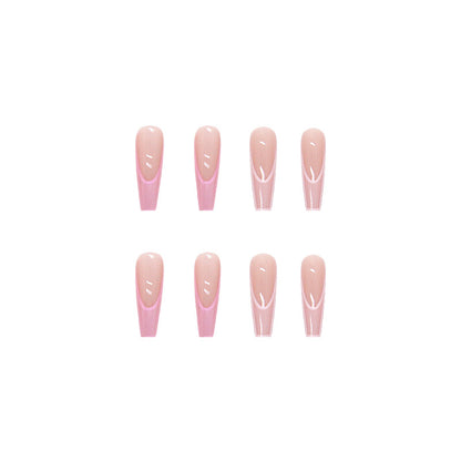 Ladies Pink Gradient Color Wear Long Nails