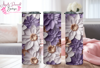 3D Purple White Flowers