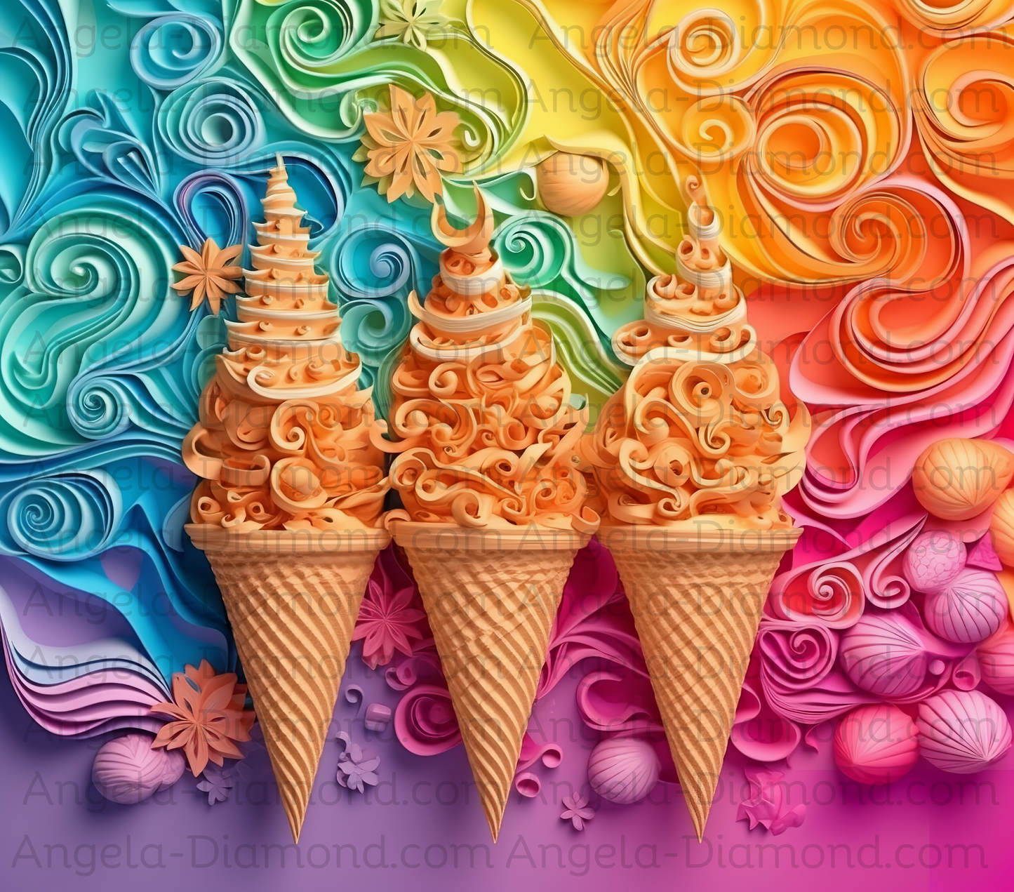 Rainbow Ice Cream Cones 2