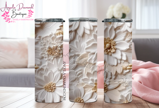 3D White Flowers 2