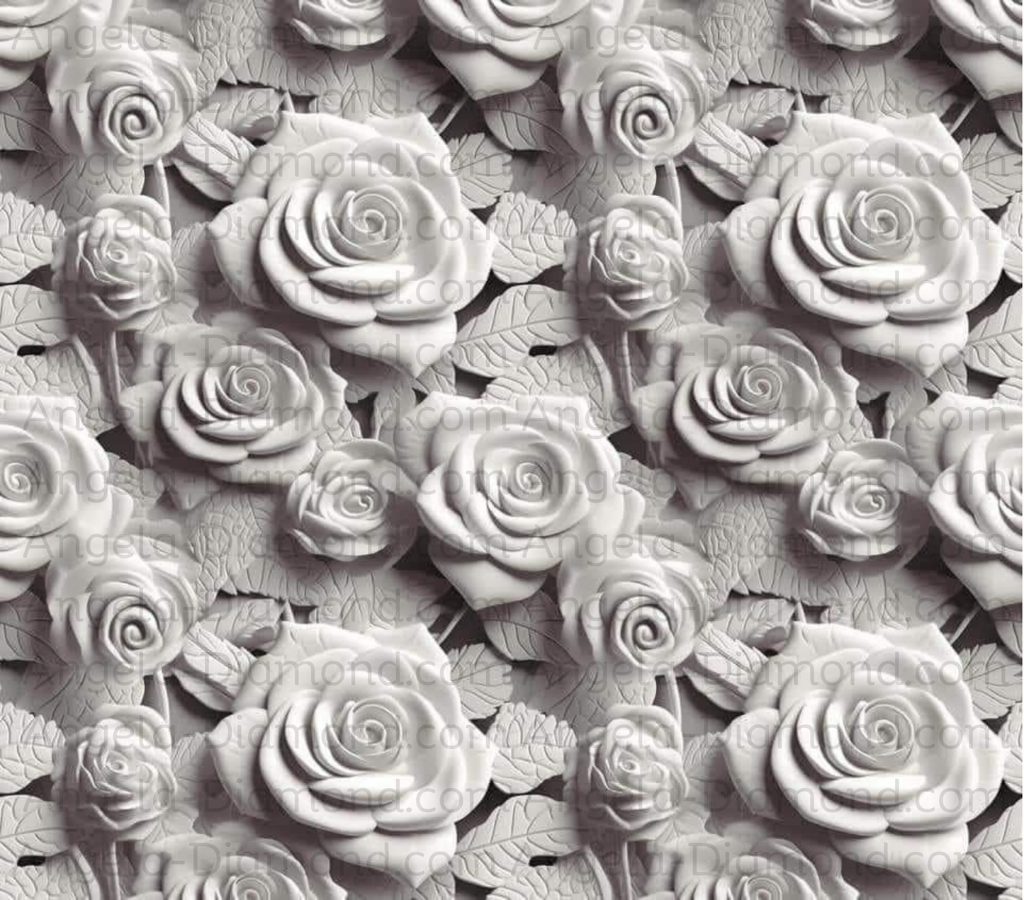 3D White Roses