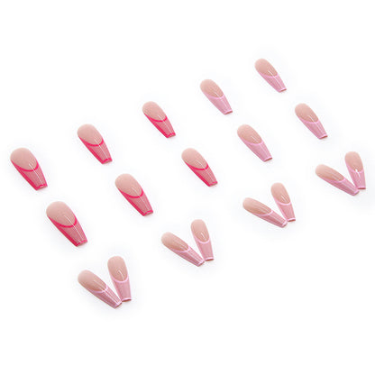 Ladies Pink Gradient Color Wear Long Nails