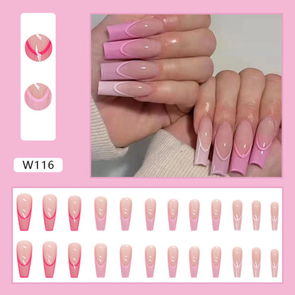 Ladies Pink Gradient Color Wear Long Nails