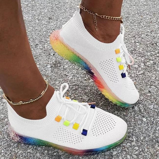 Candy color cross-lace sneakers