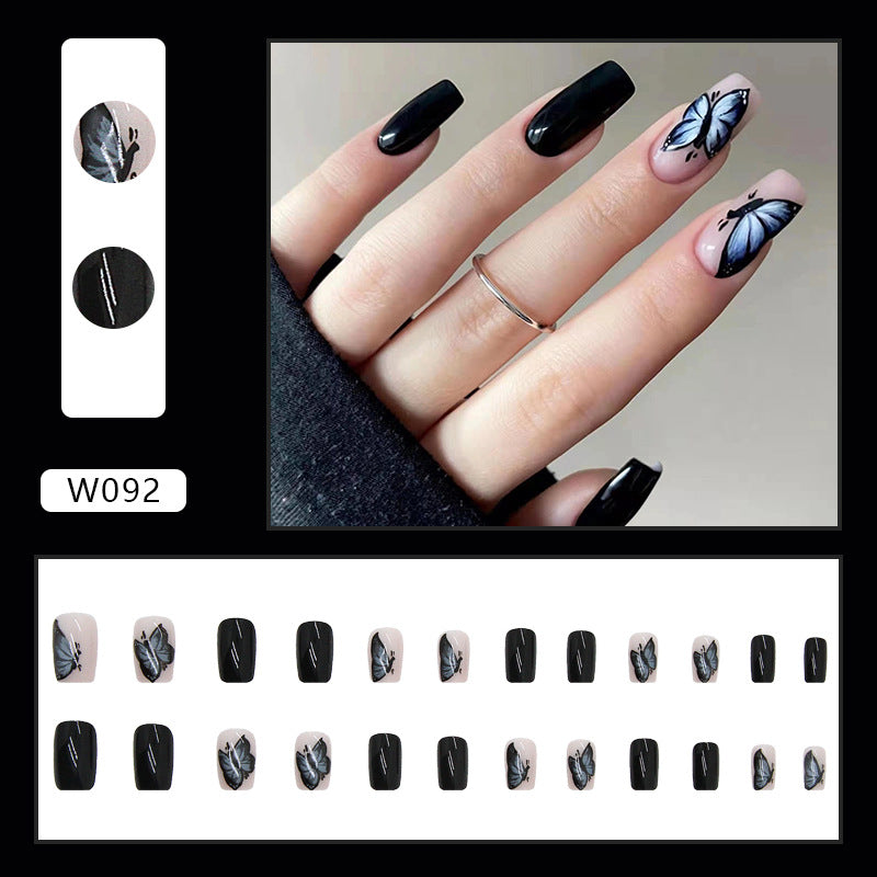 Mysterious Black Butterfly Nails