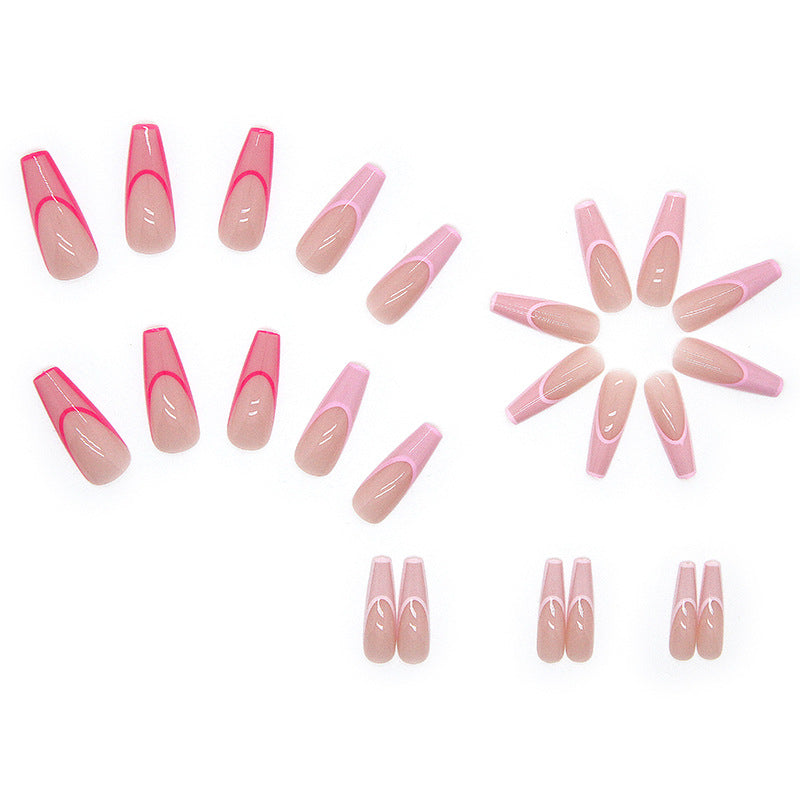 Ladies Pink Gradient Color Wear Long Nails