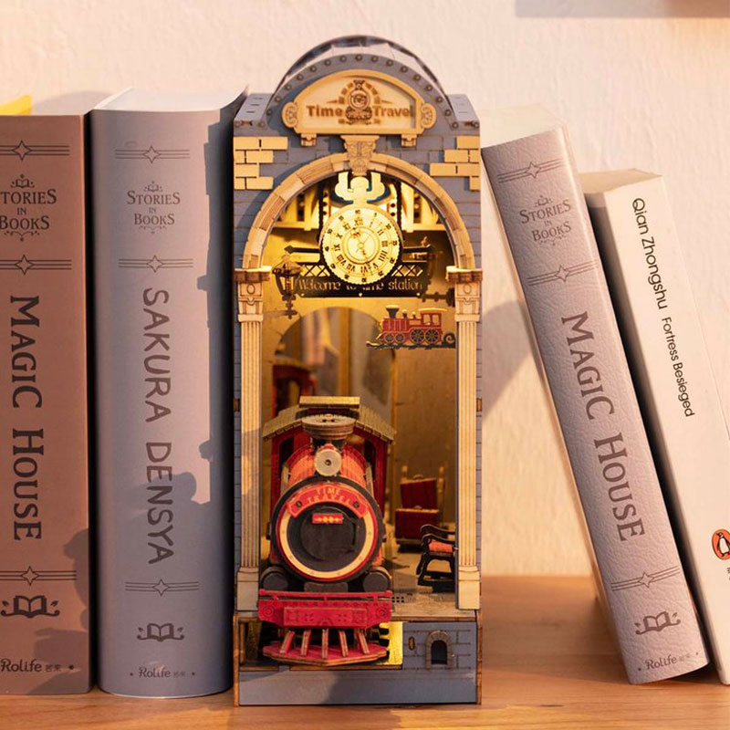 DIY Book Nook Wooden Miniature Doll House Light For Bookshelf Insert