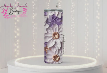 3D Purple White Flowers