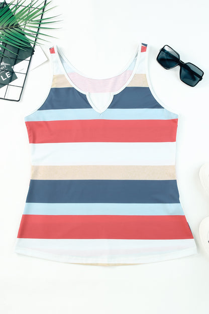 Striped Notched Neck Tank