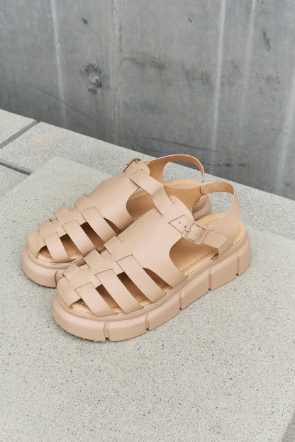 Qupid Platform Cage Stap Sandal in Tan