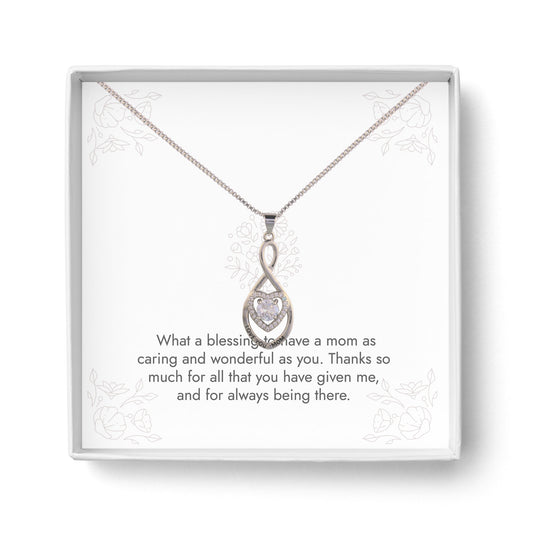 Love You Mom Knot Heart Pendant Necklace